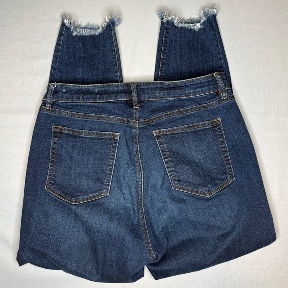 Loft Women’s Dark Denim High Rise Fringe Raw Hem Curvy Denim Jeans | Size 10 - Picture 3 of 7